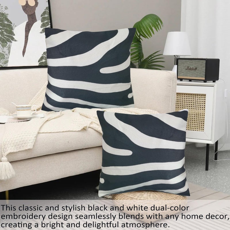Aitliving Decorative Pillowcase Zebra Animal Stripe Dark Gray Black and White Embroidered Decorative Throw Pillow Cover 17x17 inch Grey Black 1pc Modern Pattern Animal Stripes 43x43cm - Image 4